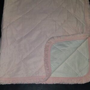 Pink White Quilted Comforter Crib Baby Girl Blanket Ruffled Edges